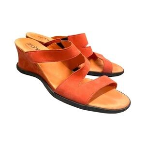 Arc-he Papou Veau Noir Nubuck Wedge Leather Sandal Comfort Heel Size 39